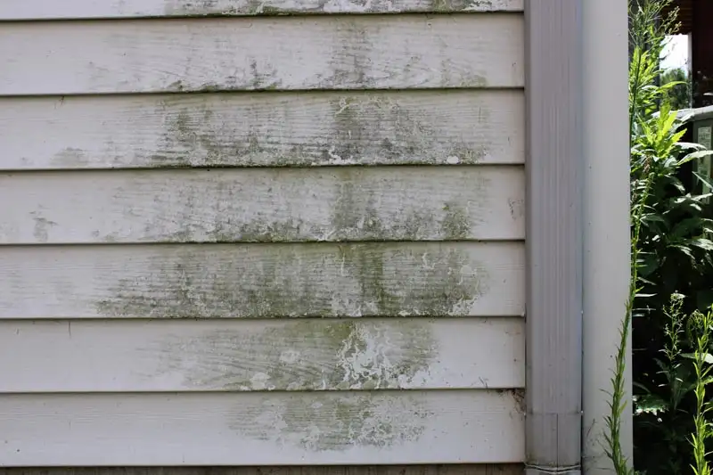 Pressure washing siding before