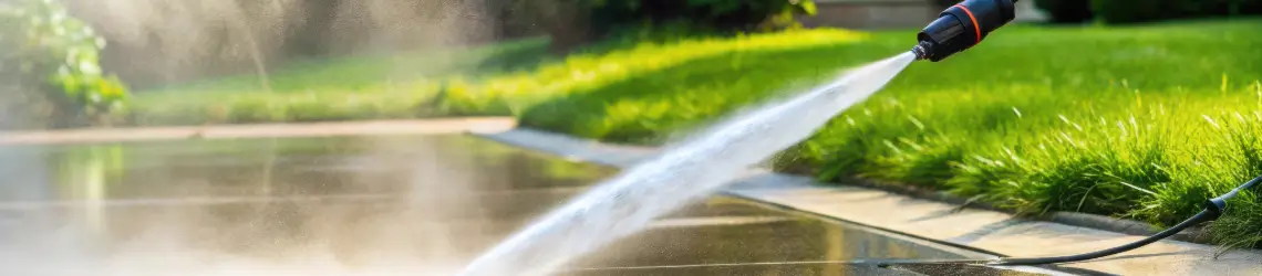 Pressure washing a patio